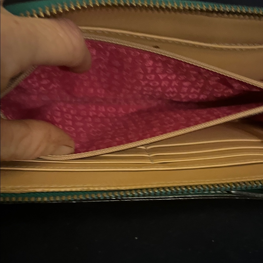 kate spade teal pebbled leather wristlet clutch - Picture 7 of 10